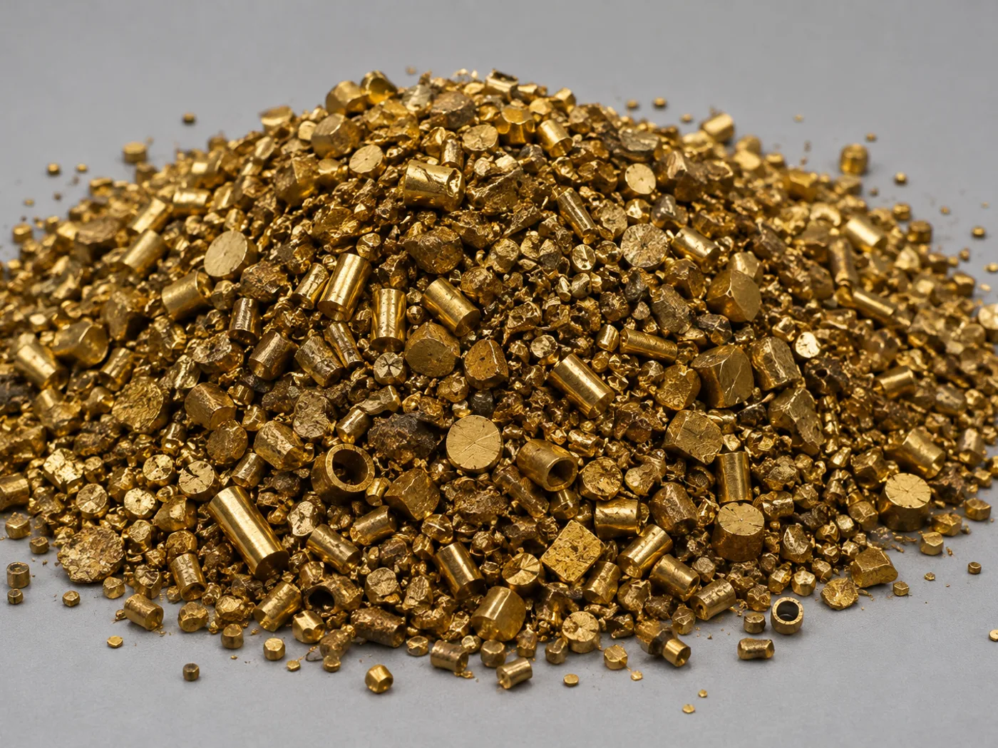 Yellow honey brass scrap granules